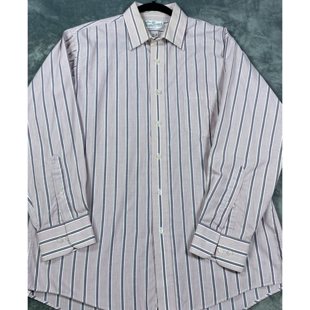Vintage Sears Roebuck Retro Shirt Men 16 32/33 XL Cotton Pocket Button Up Stripe